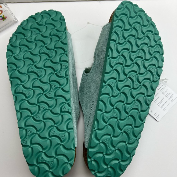 NWT BIRKENSTOCK ARIZONA  TEAL SUEDE SHEARLING SANDALS  ll  SZ- 265 / 41 - Picture 11 of 11